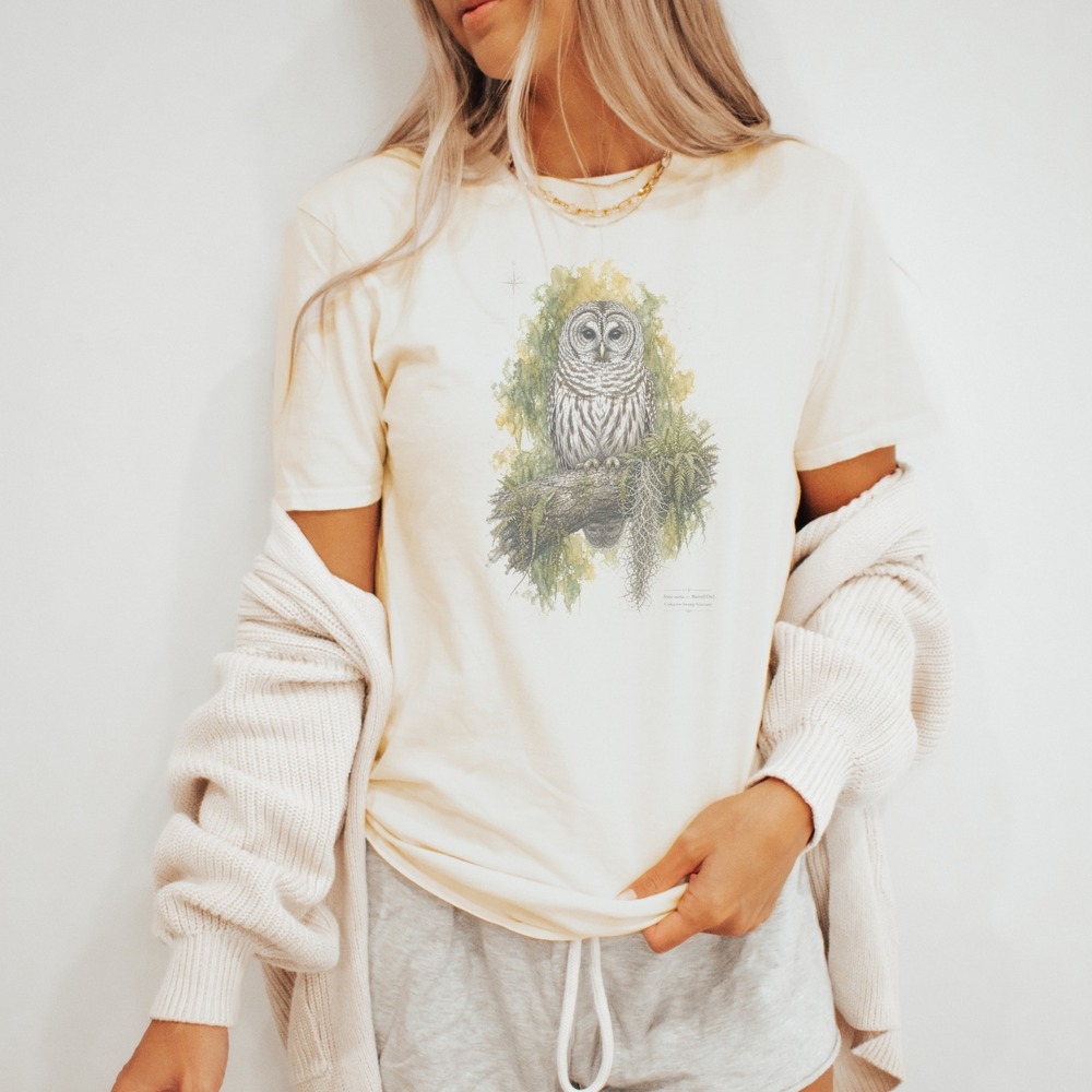 Boho Barred Owl Nature Inspired Graphic Tee